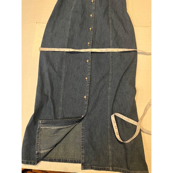 NWT-Faded Glory Women Dark Denim Sleeveless Button-Front Maxi Dress M 100%cotton - Picture 10 of 13